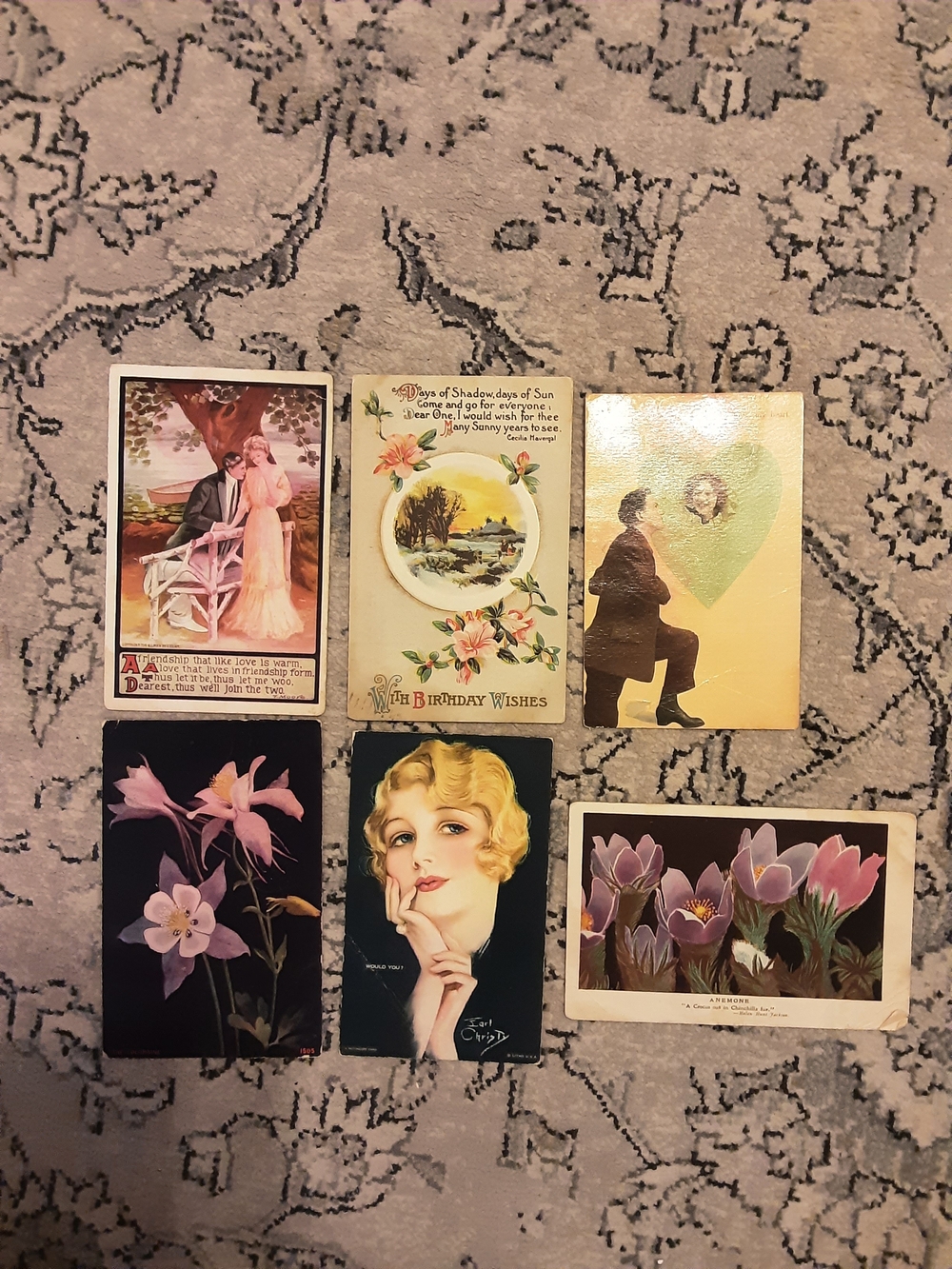 Vintage Floral & Love Postcard Lot
